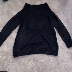 Fuzzy Black Off the Shoulder LOFT Sweater